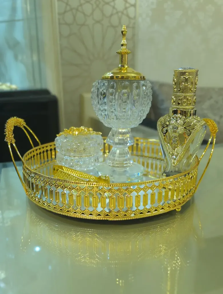 Gold Metallic Arabic Bakhoor Burner Set