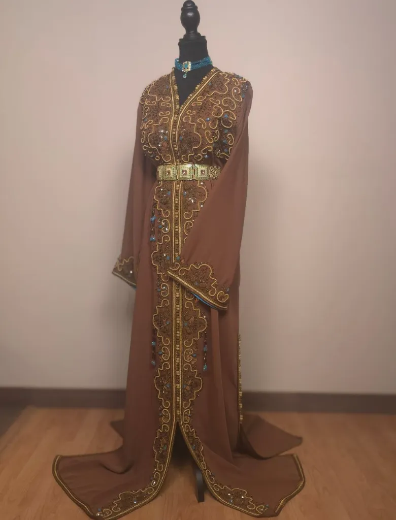 Caftan Aicha Green Brown